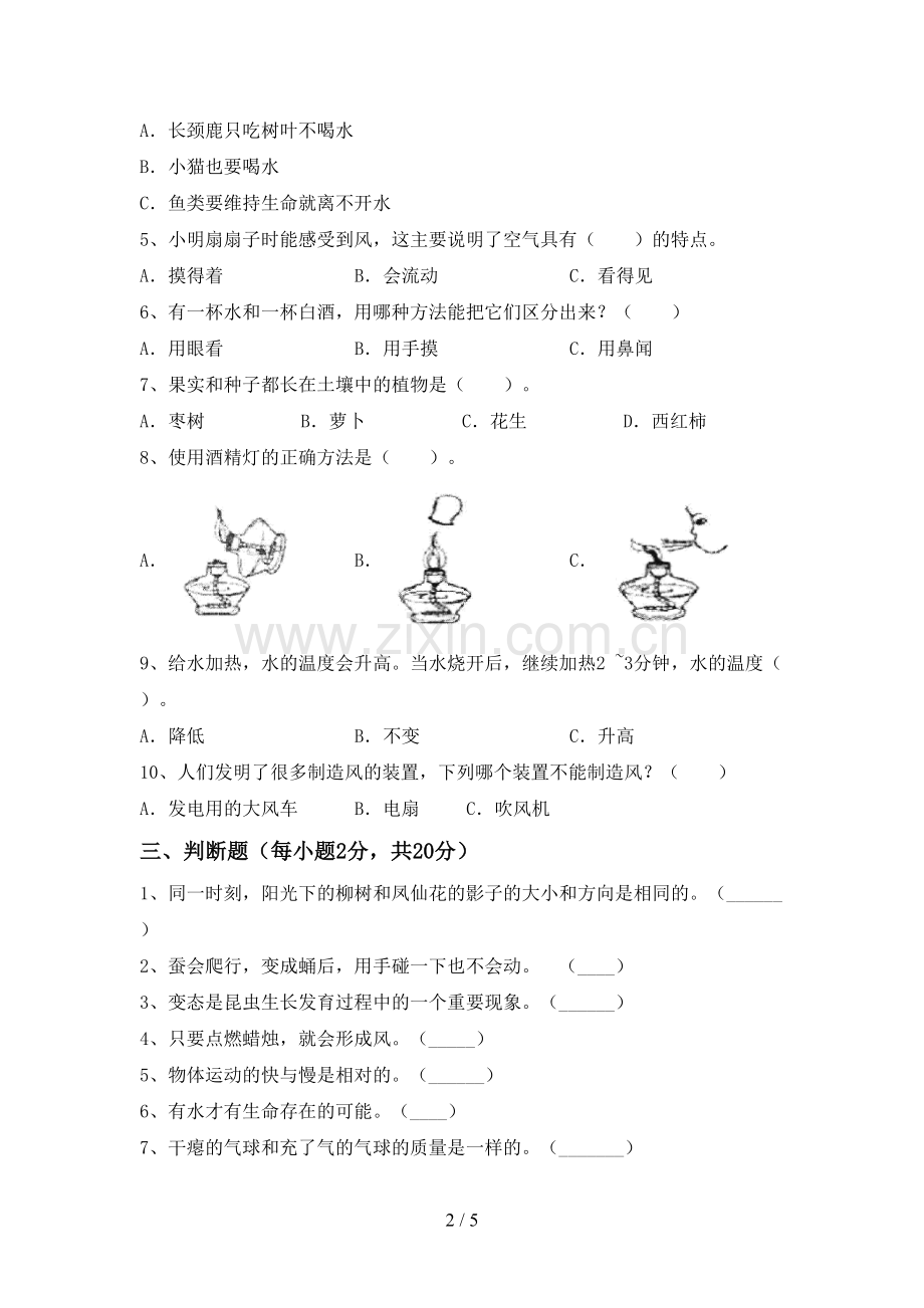 新教科版三年级科学下册期中测试卷(带答案).doc_第2页