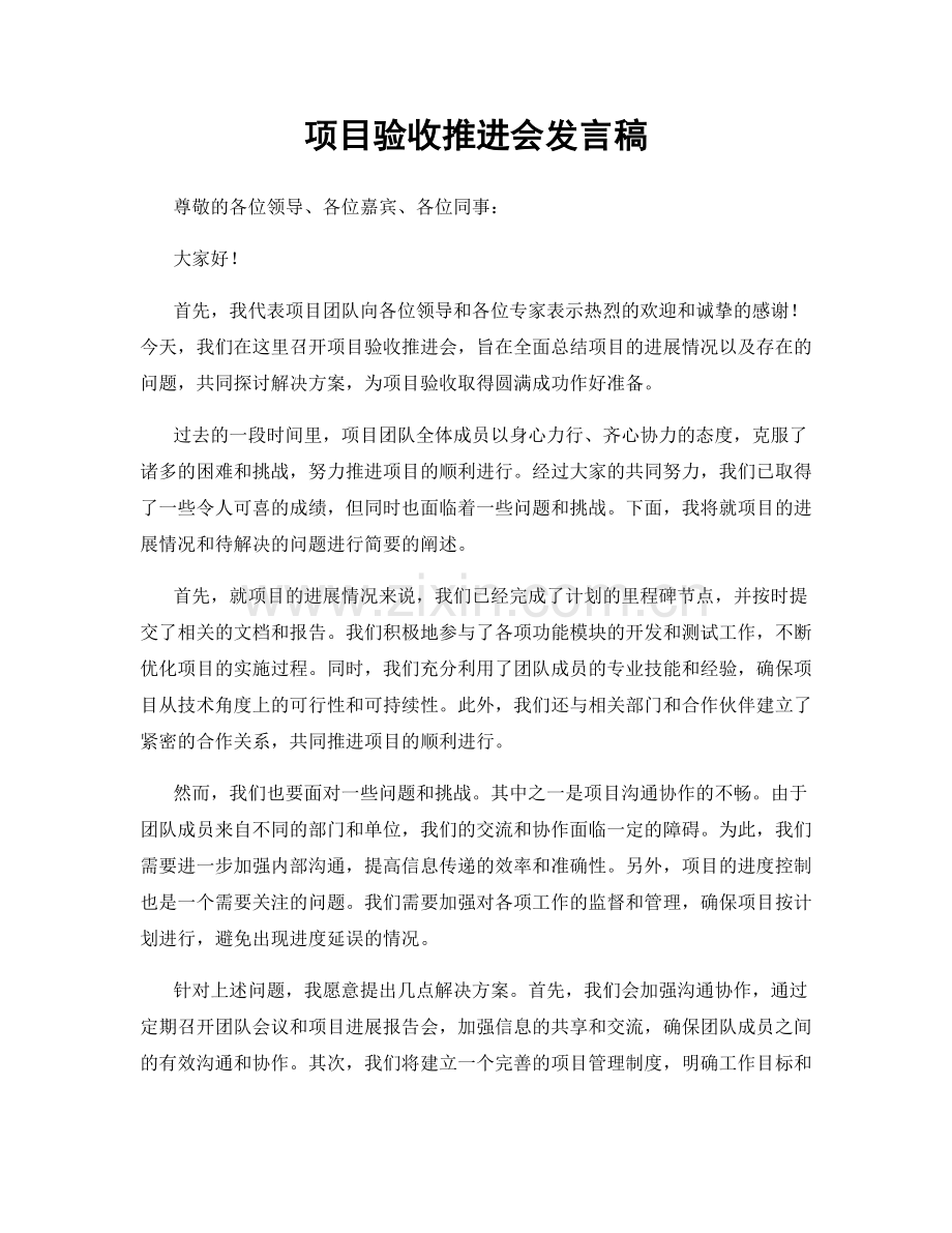 项目验收推进会发言稿.docx_第1页