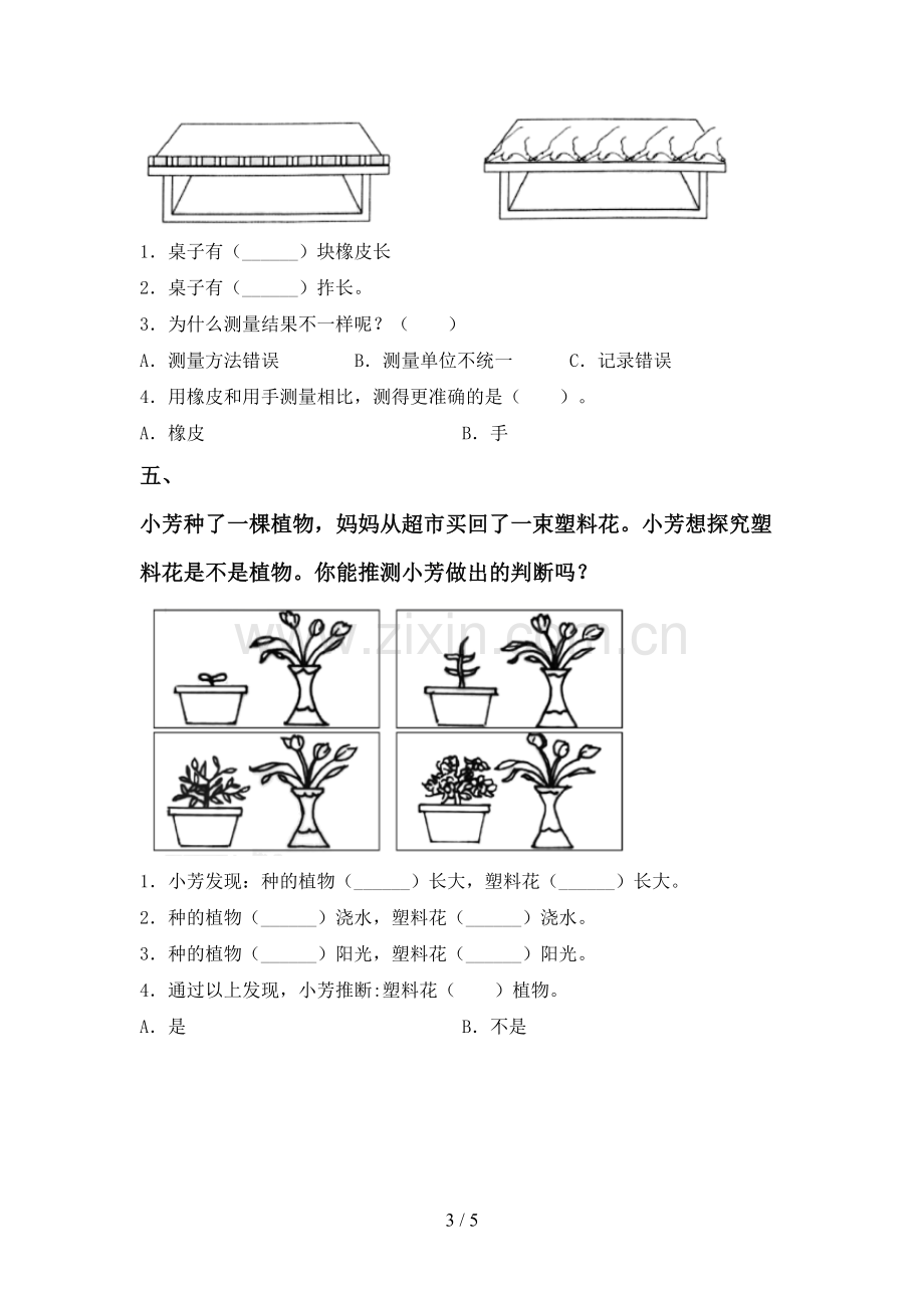 2022-2023年教科版一年级科学下册期中考试题附答案.doc_第3页