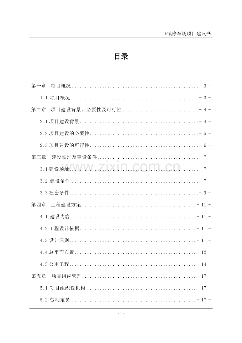 某镇停车场项目可行性研究报告.doc_第1页