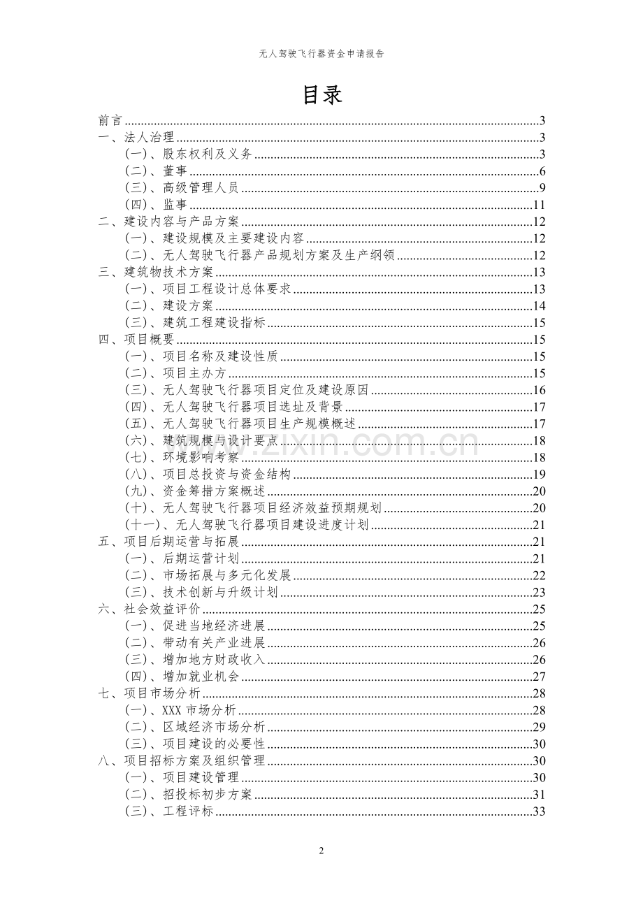 2024年无人驾驶飞行器项目资金申请报告.docx_第2页