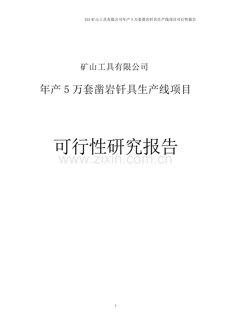 年产5万套凿岩钎具生产线项目可行性论证报告.doc_第1页