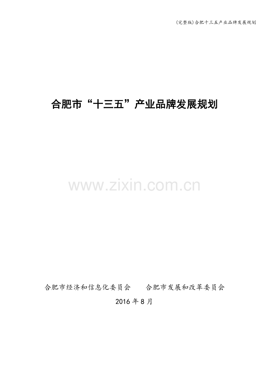 合肥十三五产业品牌发展规划.doc_第1页