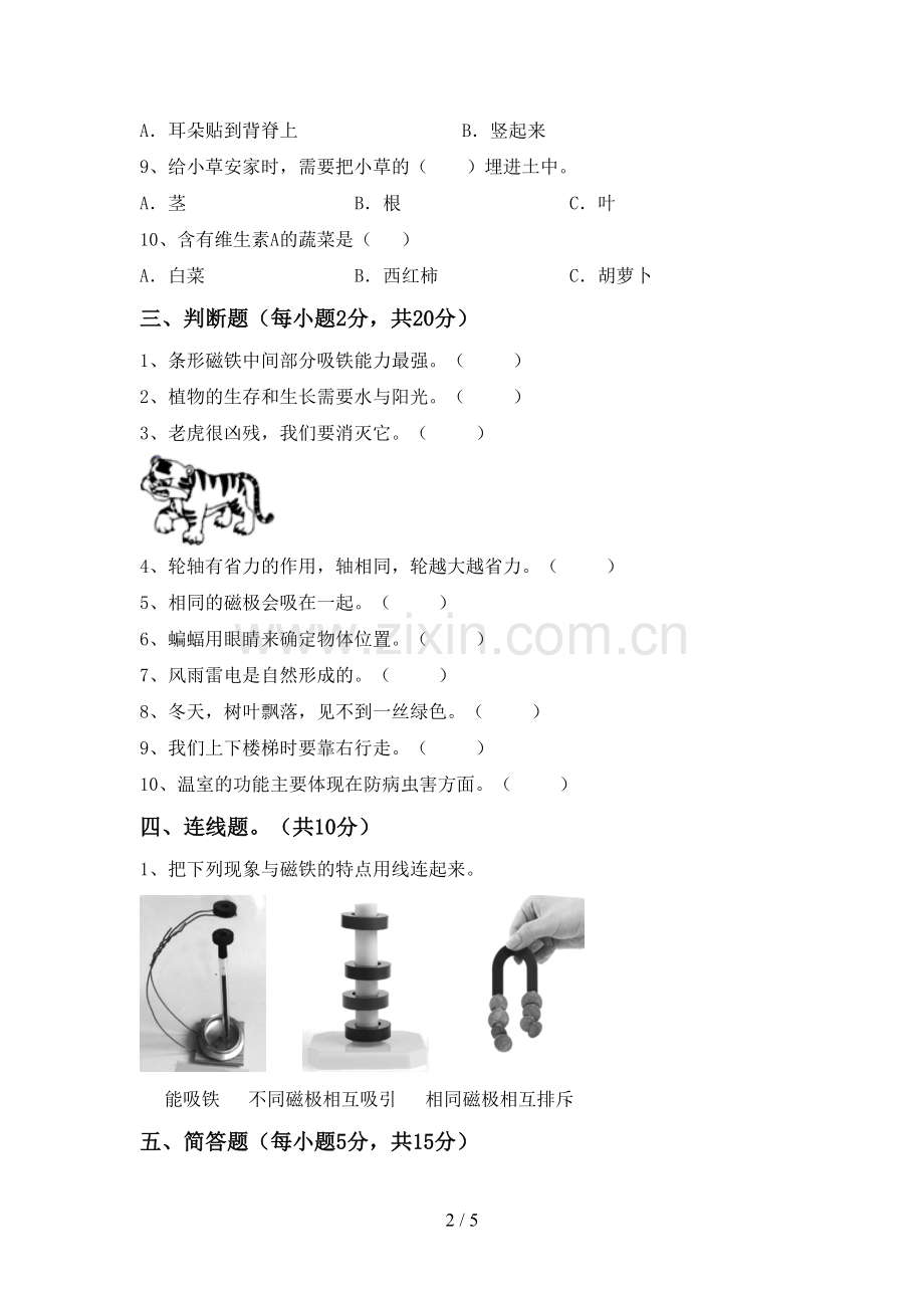 苏教版二年级科学下册期中测试卷【带答案】.doc_第2页