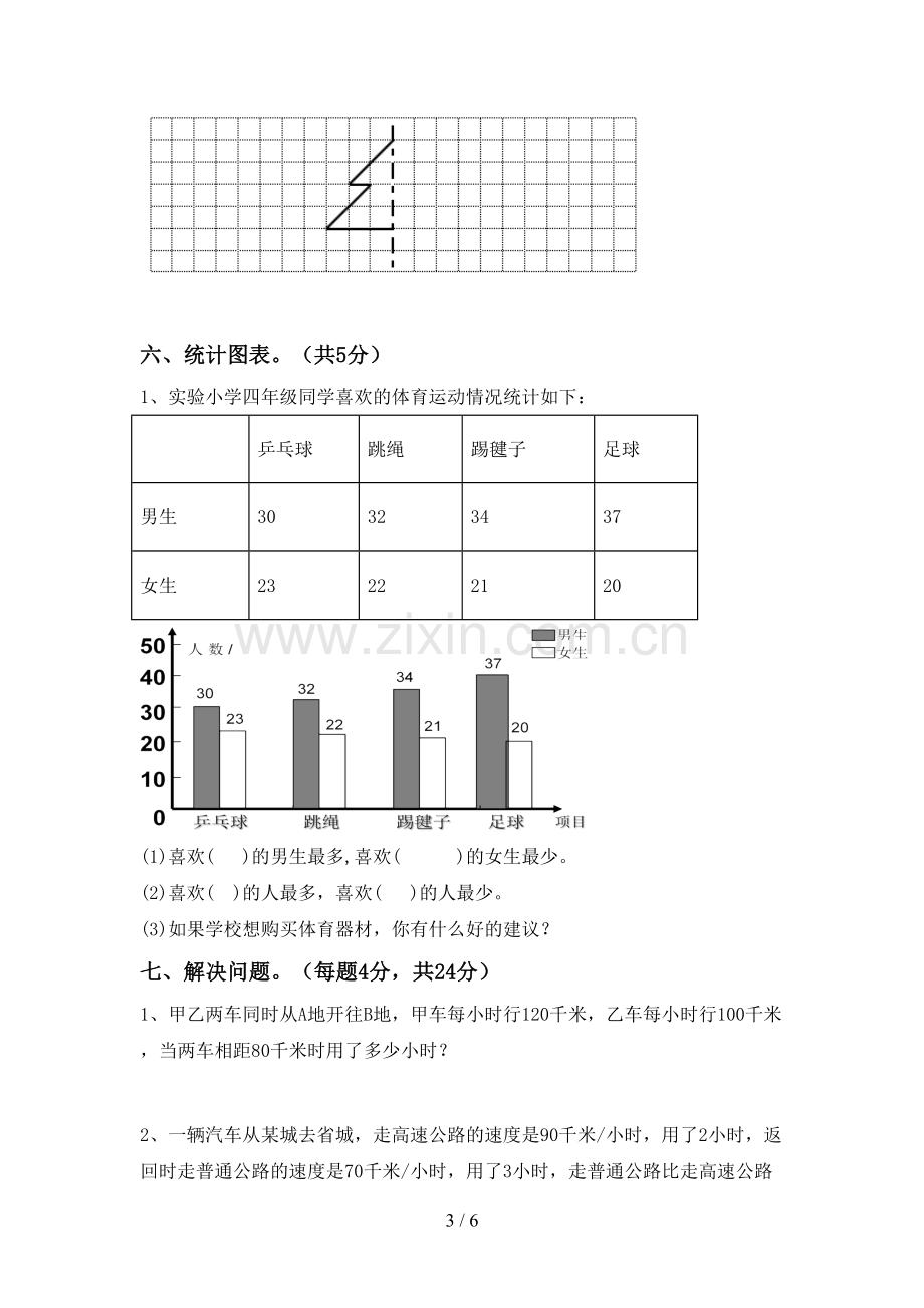 部编版四年级数学下册期末考试题及答案(1).doc_第3页