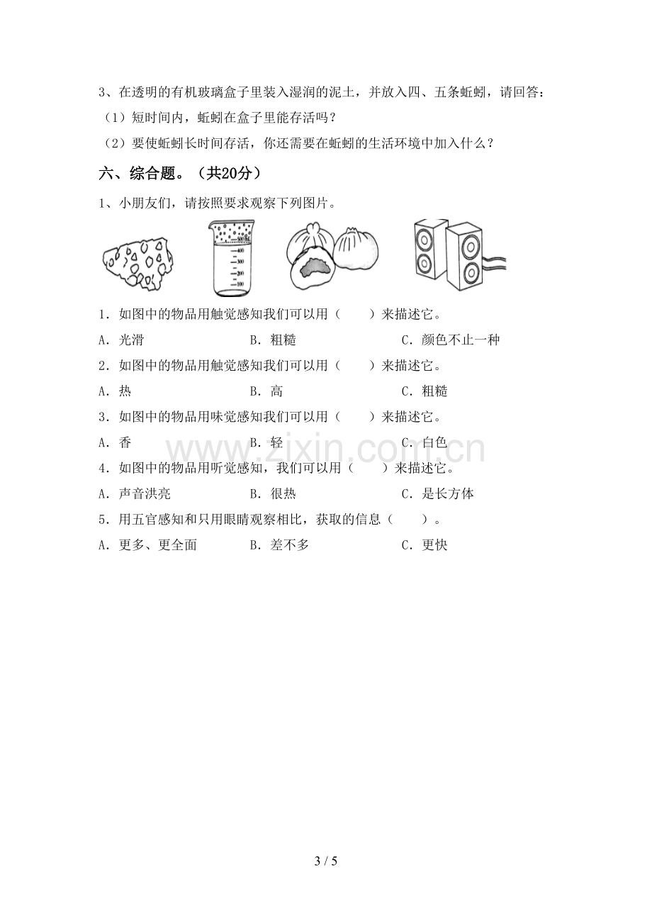 人教版二年级科学下册期中考试题及答案【通用】.doc_第3页