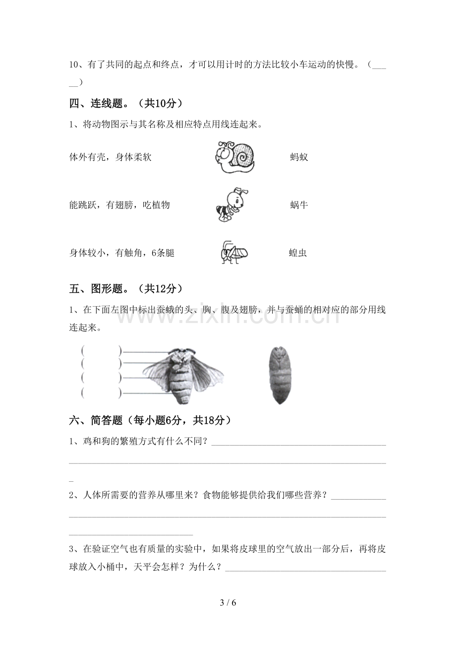 人教版三年级科学下册期中考试题.doc_第3页