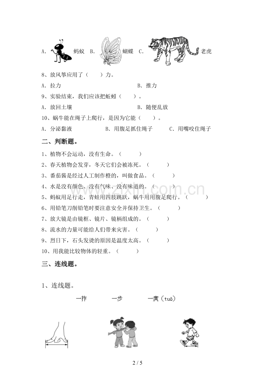 苏教版一年级科学下册期中测试卷(汇编).doc_第2页