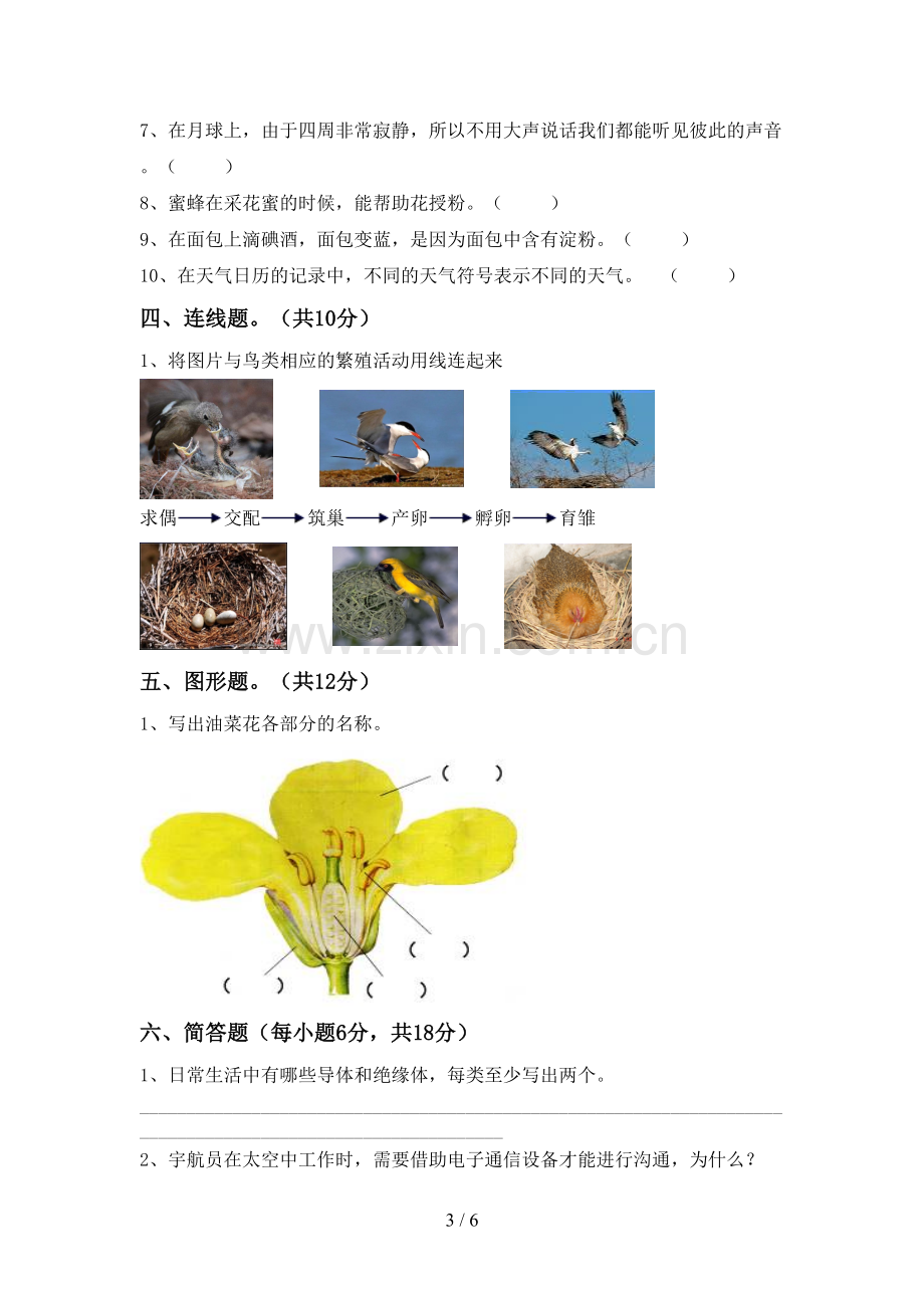 教科版四年级科学下册期中试卷.doc_第3页