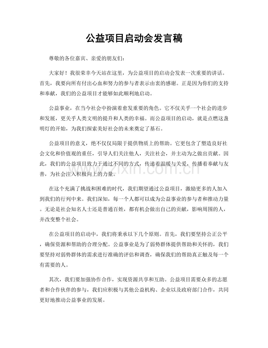 公益项目启动会发言稿.docx_第1页