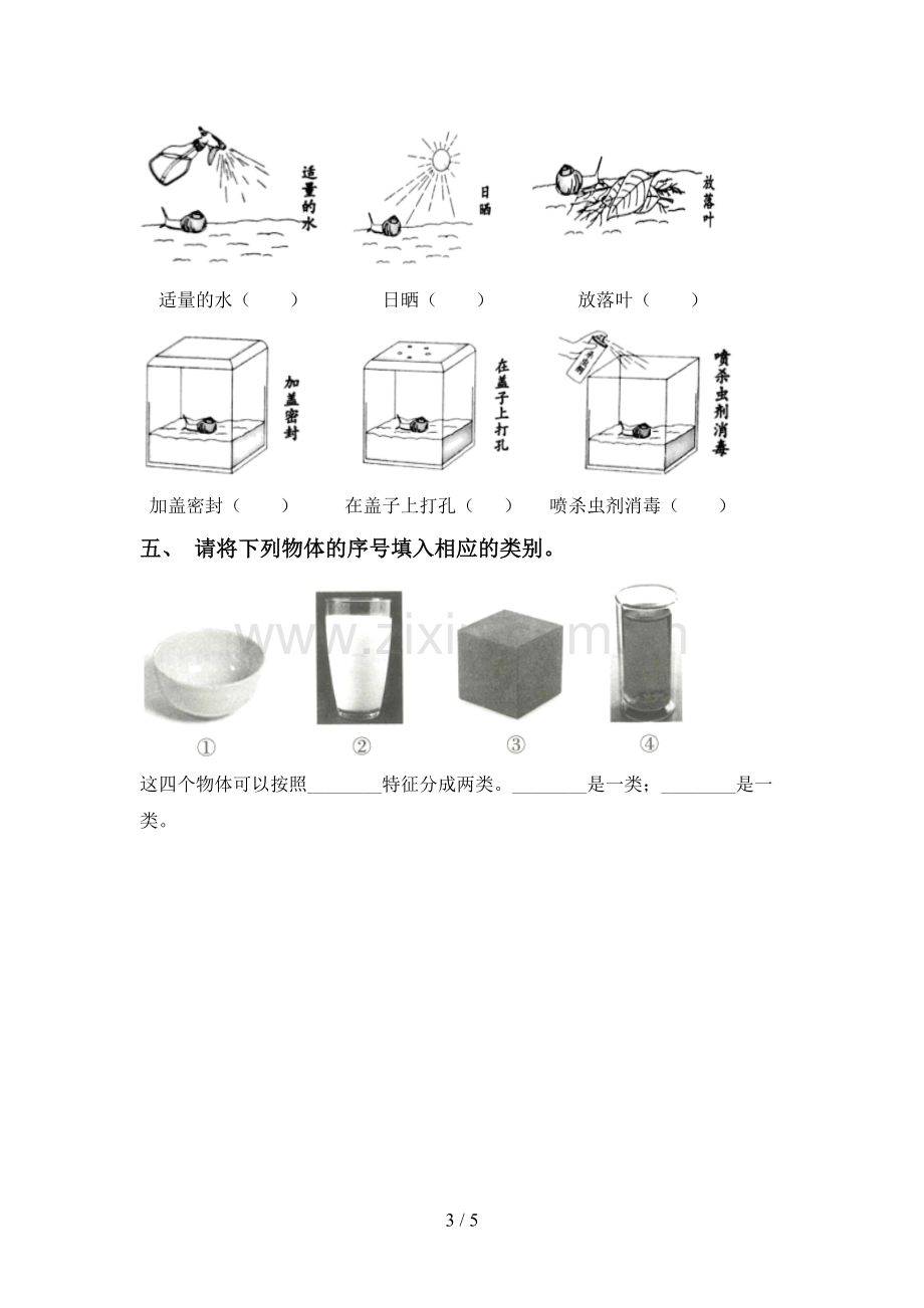 2022-2023年人教版一年级科学下册期中考试题(1套).doc_第3页