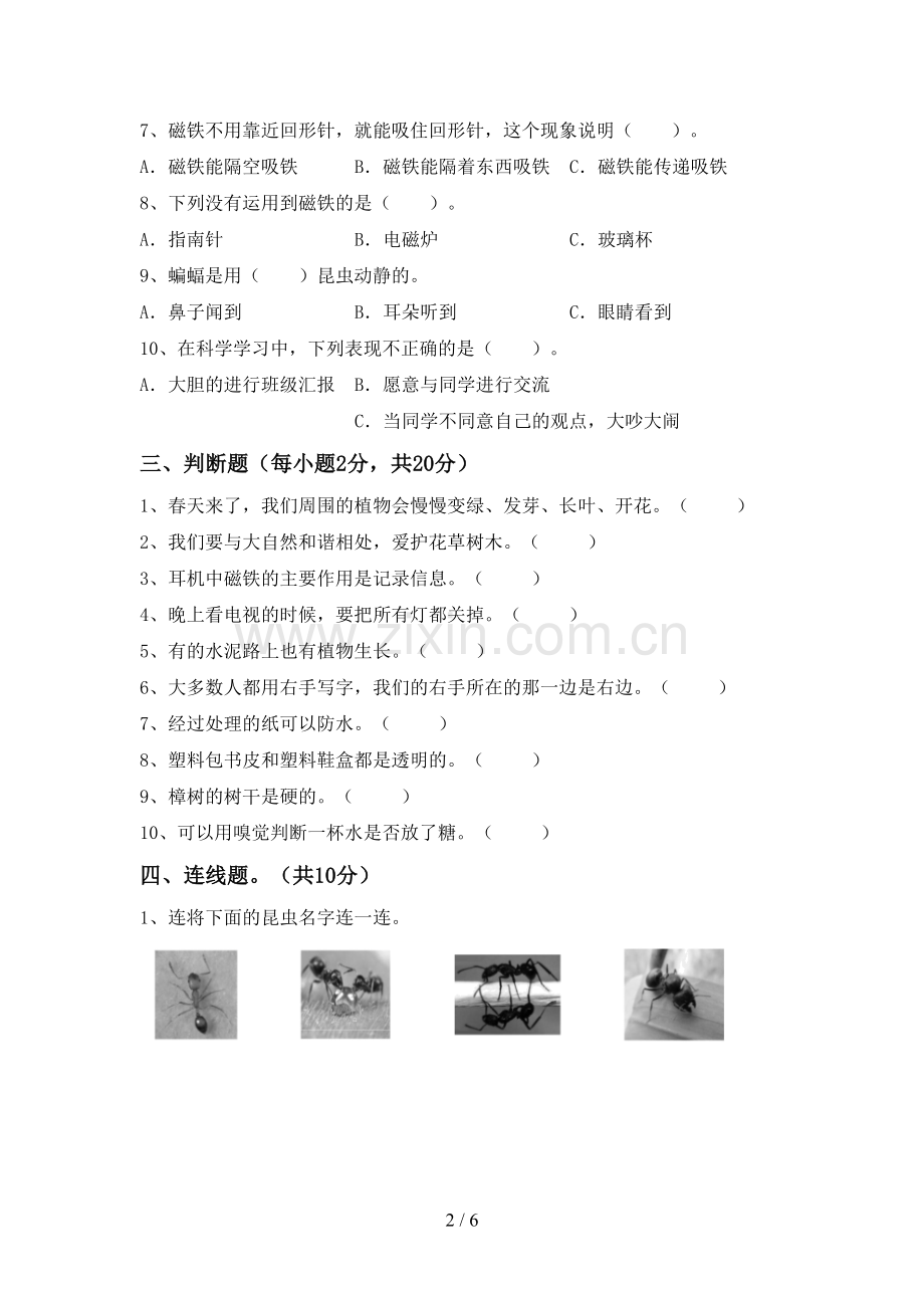 新教科版二年级科学下册期中测试卷及答案【必考题】.doc_第2页