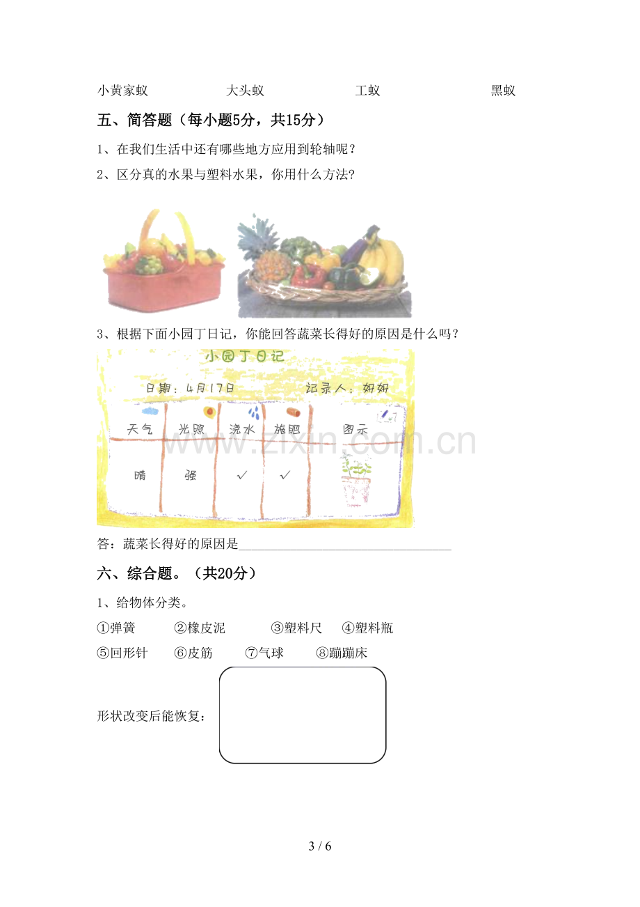 新教科版二年级科学下册期中测试卷及答案【必考题】.doc_第3页