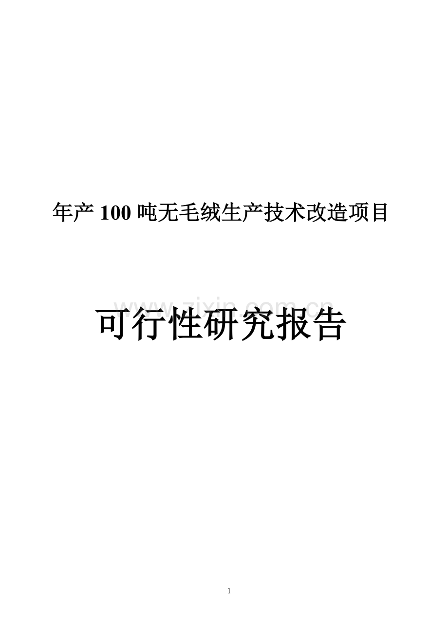 年产100吨无毛绒生产技术改造项目可行性论证报告.doc_第1页