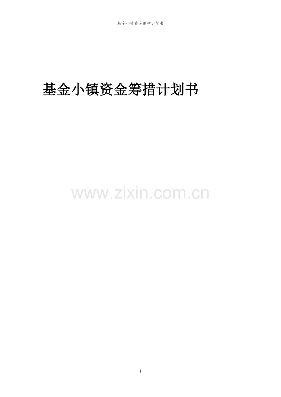 2024年基金小镇项目资金筹措计划书.docx_第1页