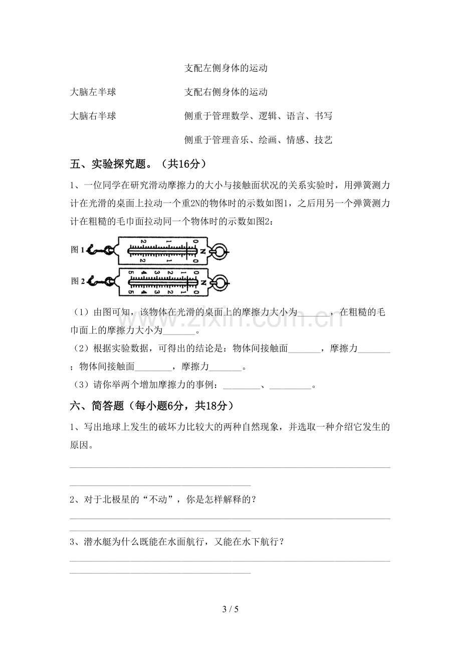 2022-2023年教科版五年级科学下册期中考试题(真题).doc_第3页