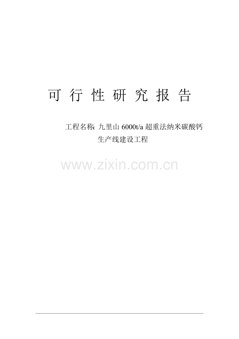 6000吨超重法纳米碳酸钙生产线建设工程可行性论证报告书.doc_第1页