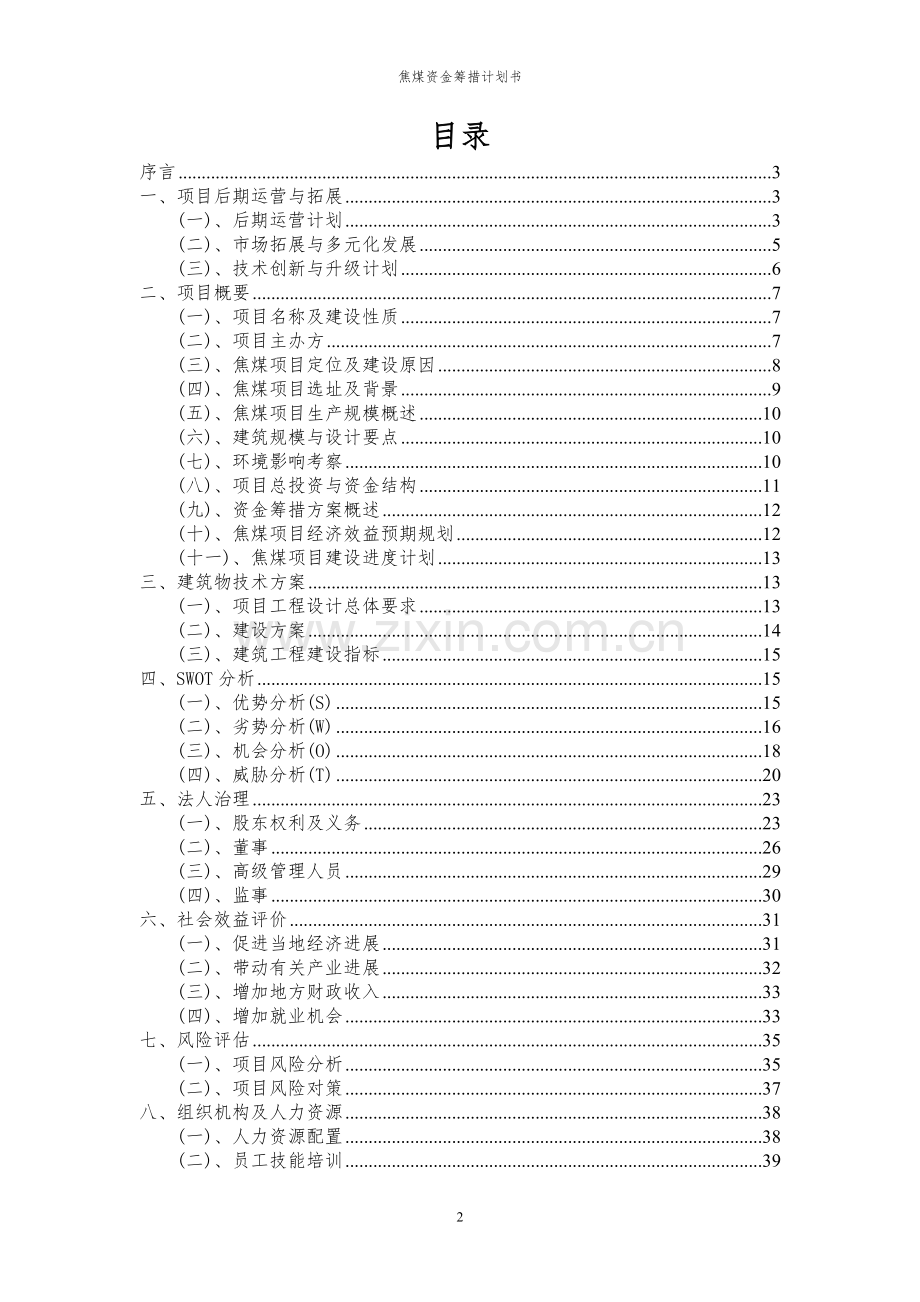 2023年焦煤项目资金筹措计划书.docx_第2页