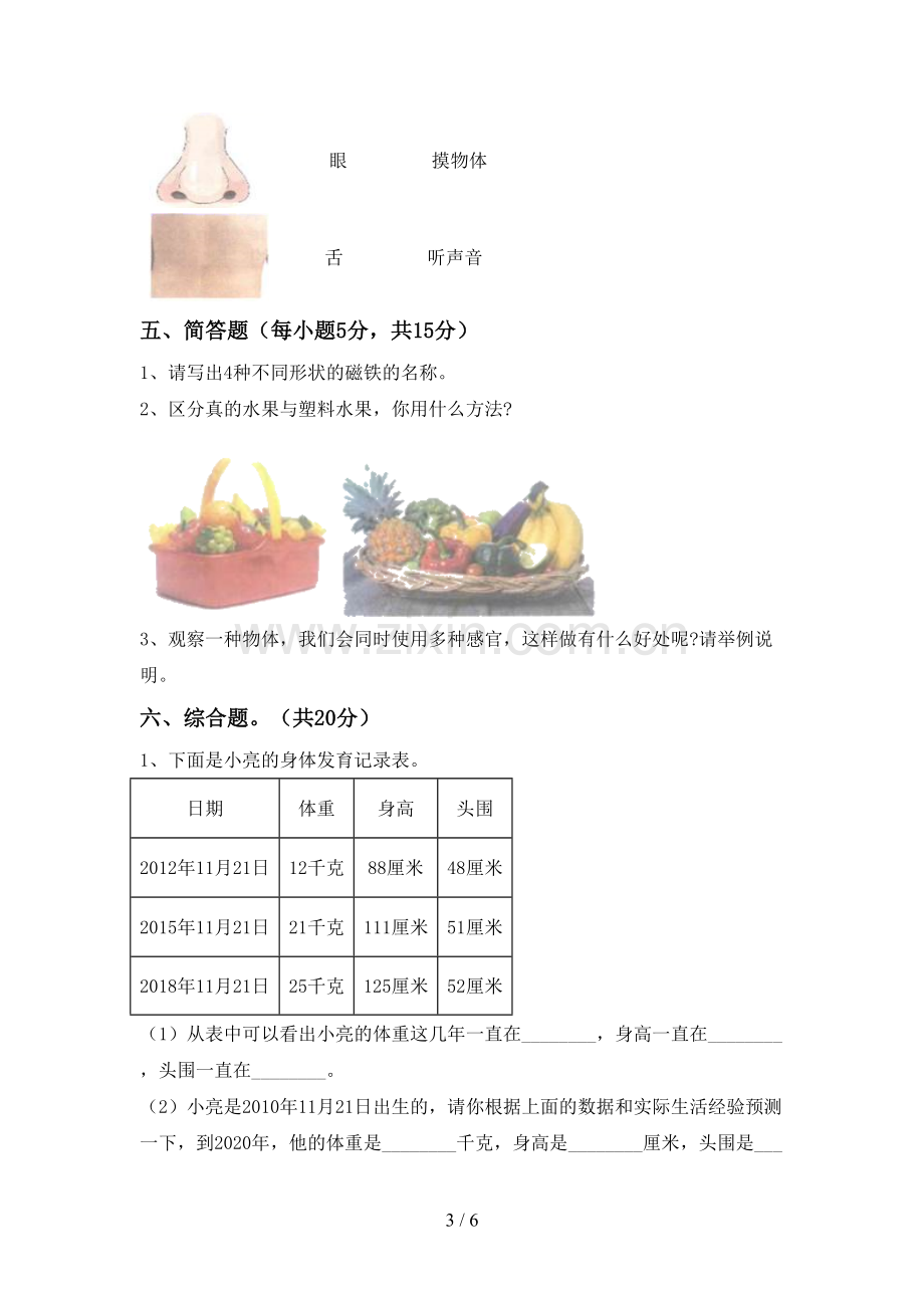 2022-2023年教科版二年级科学下册期中测试卷(新版).doc_第3页