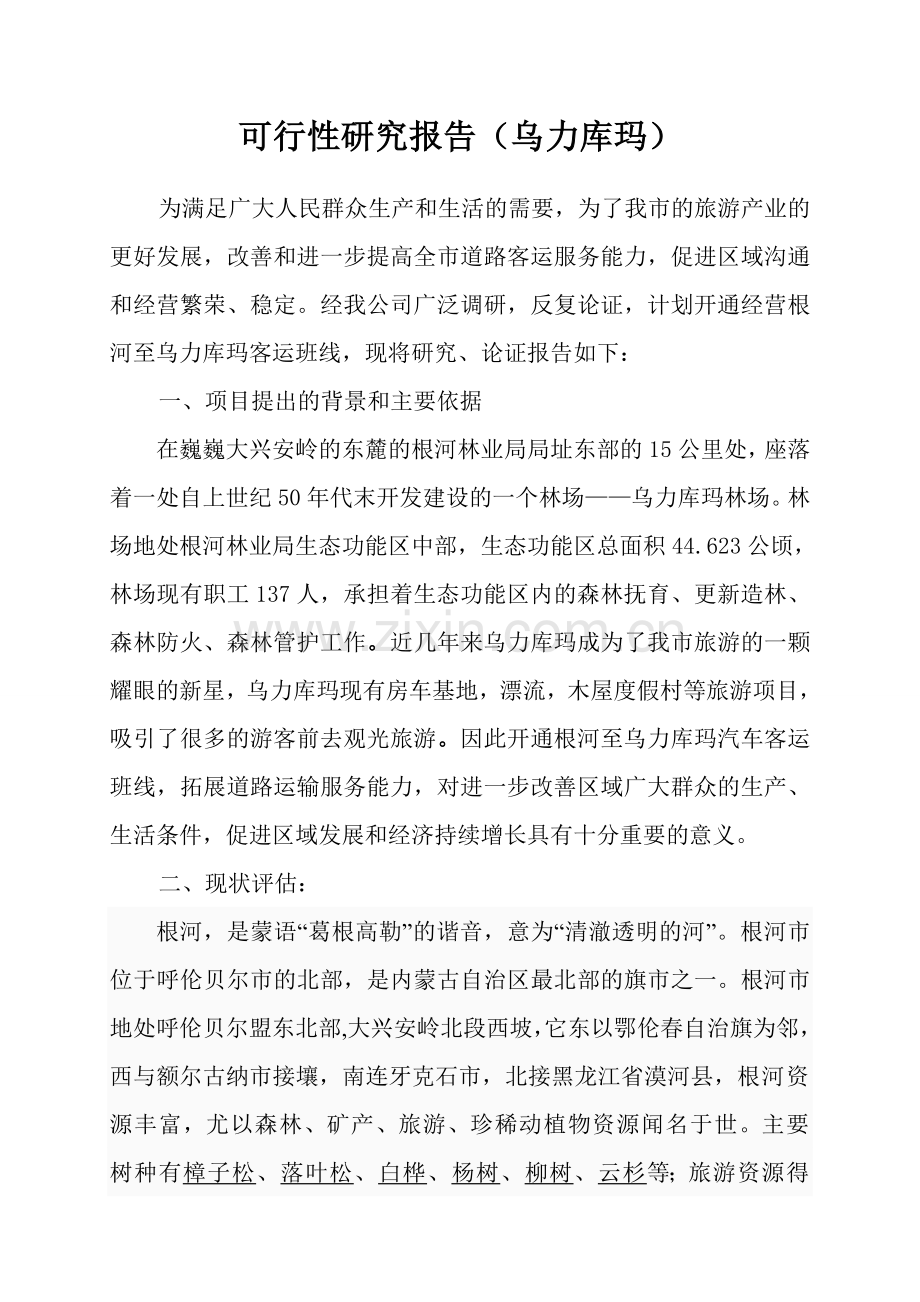 客运班线开通项目可行性论证报告-(2).doc_第1页