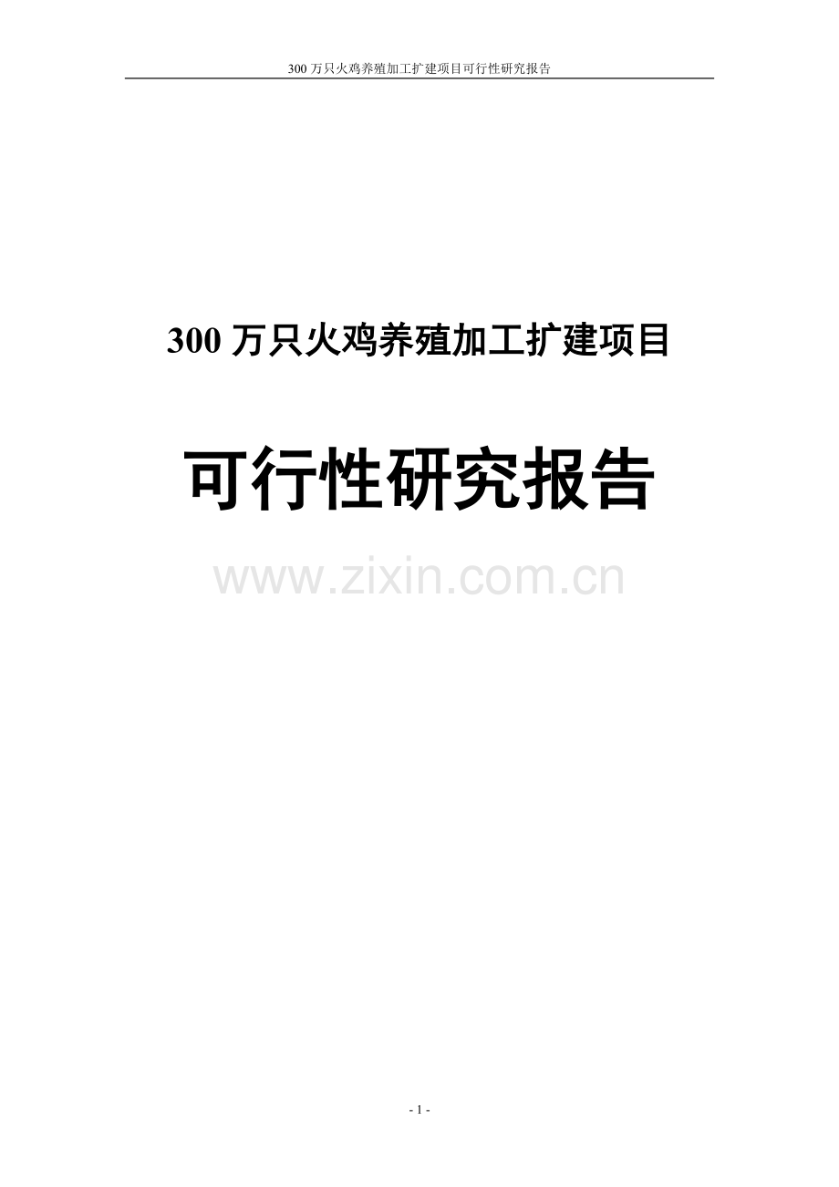 三百万只火鸡养殖加工扩建项目可行性分析报告.doc_第1页