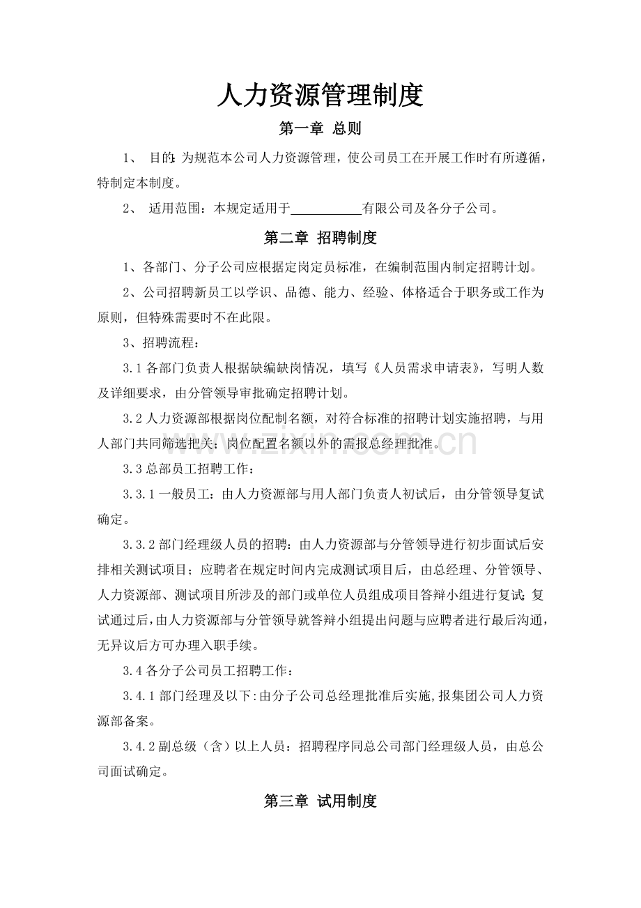 集团总公司人力资源管理.doc_第1页