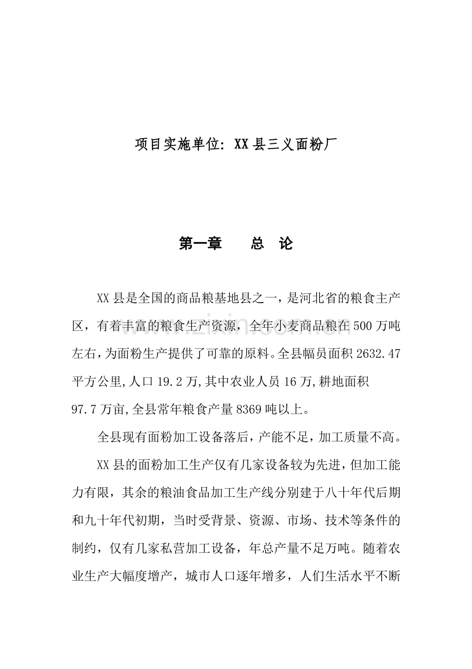 年加工1万吨原粮面粉生产线投资可行性论证报告.doc_第2页