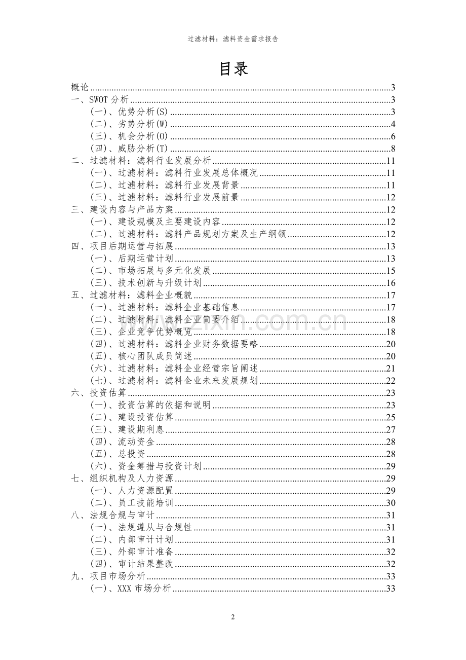 2024年过滤材料：滤料项目资金需求报告.docx_第2页