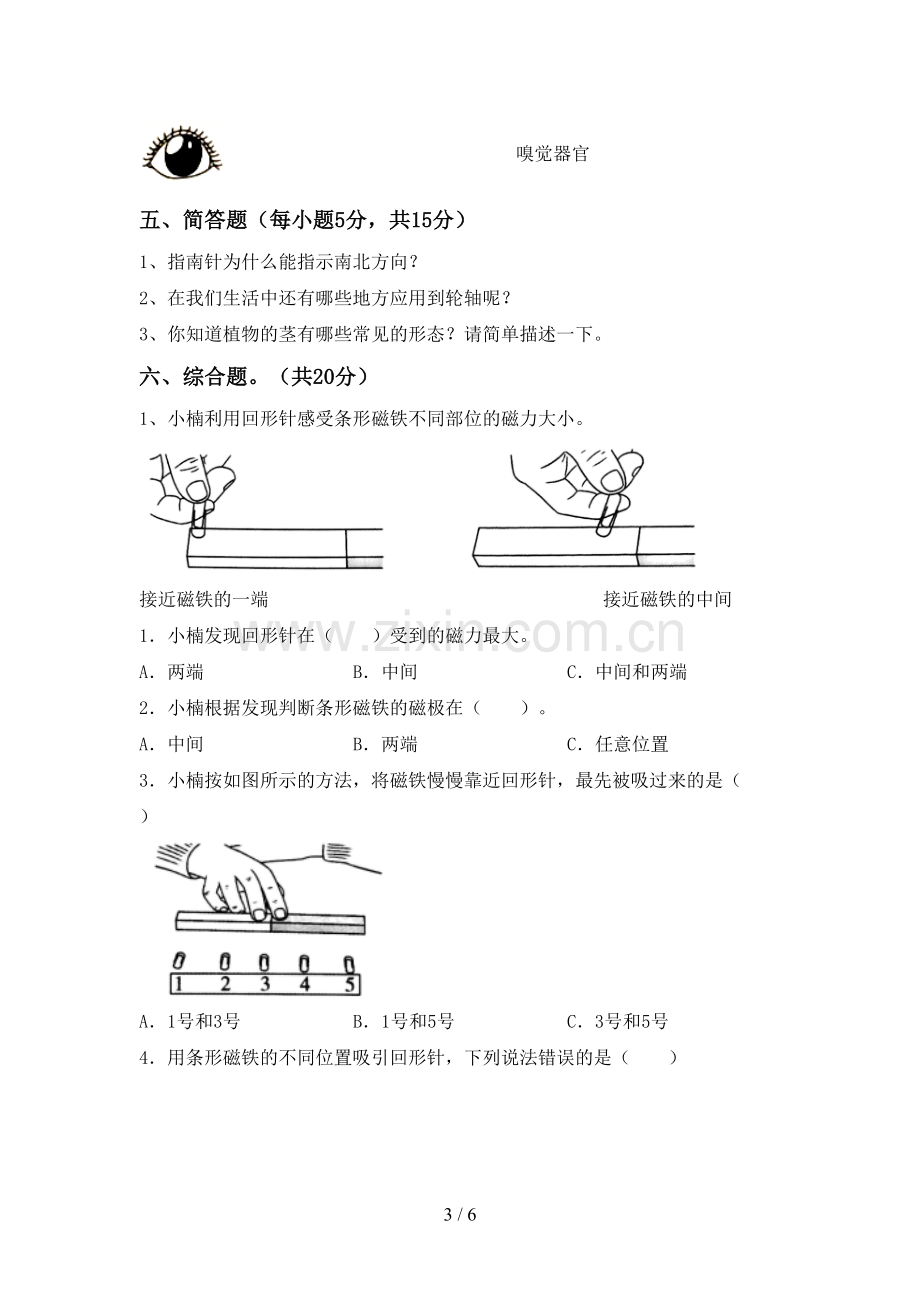 教科版二年级科学下册期中考试题【含答案】.doc_第3页