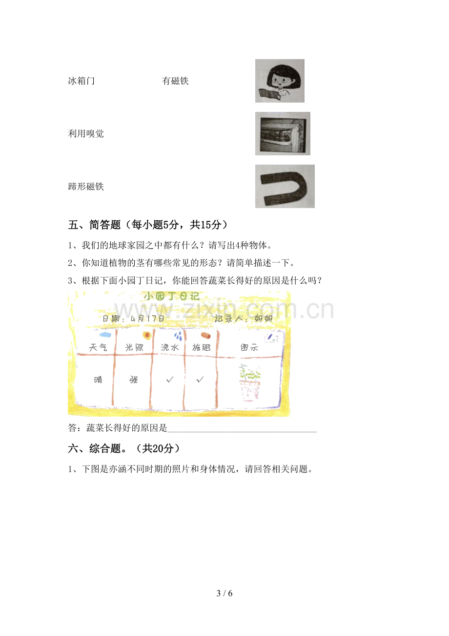 2023年教科版二年级科学下册期中考试题【附答案】.doc_第3页