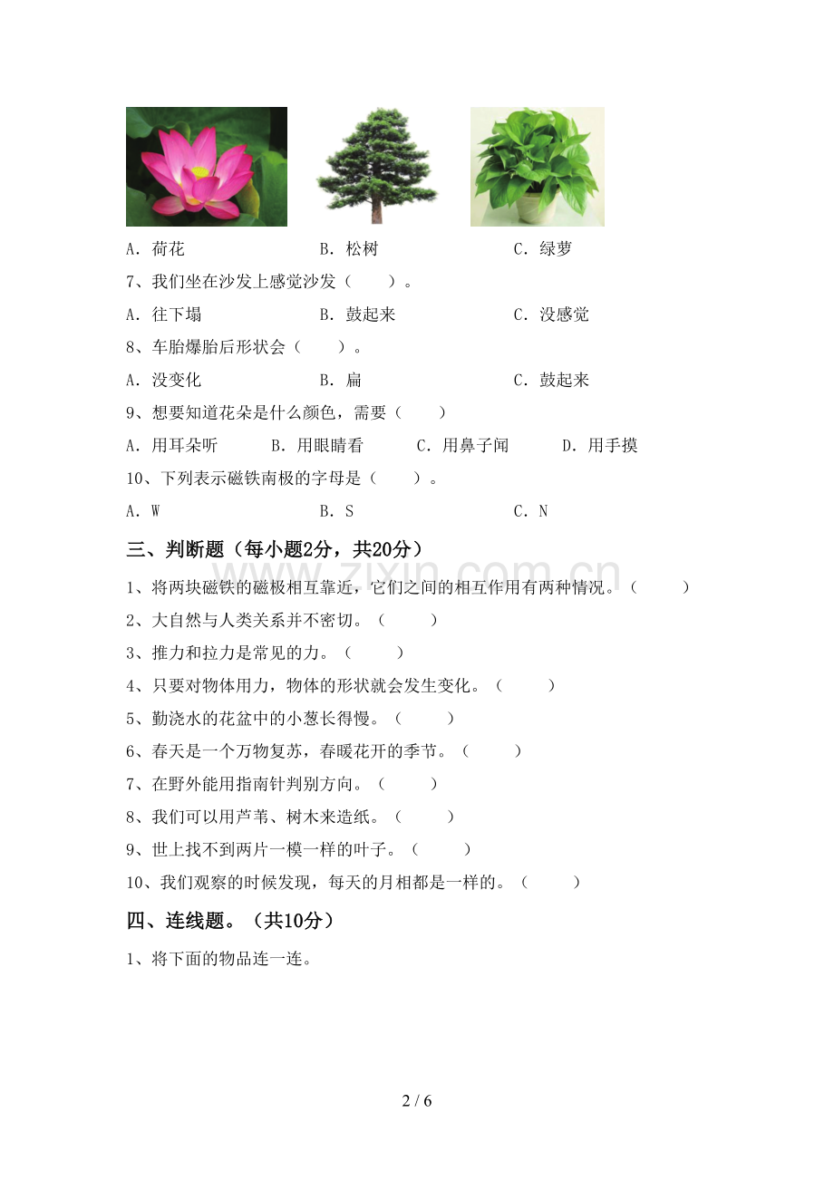 苏教版二年级科学下册期中测试卷.doc_第2页