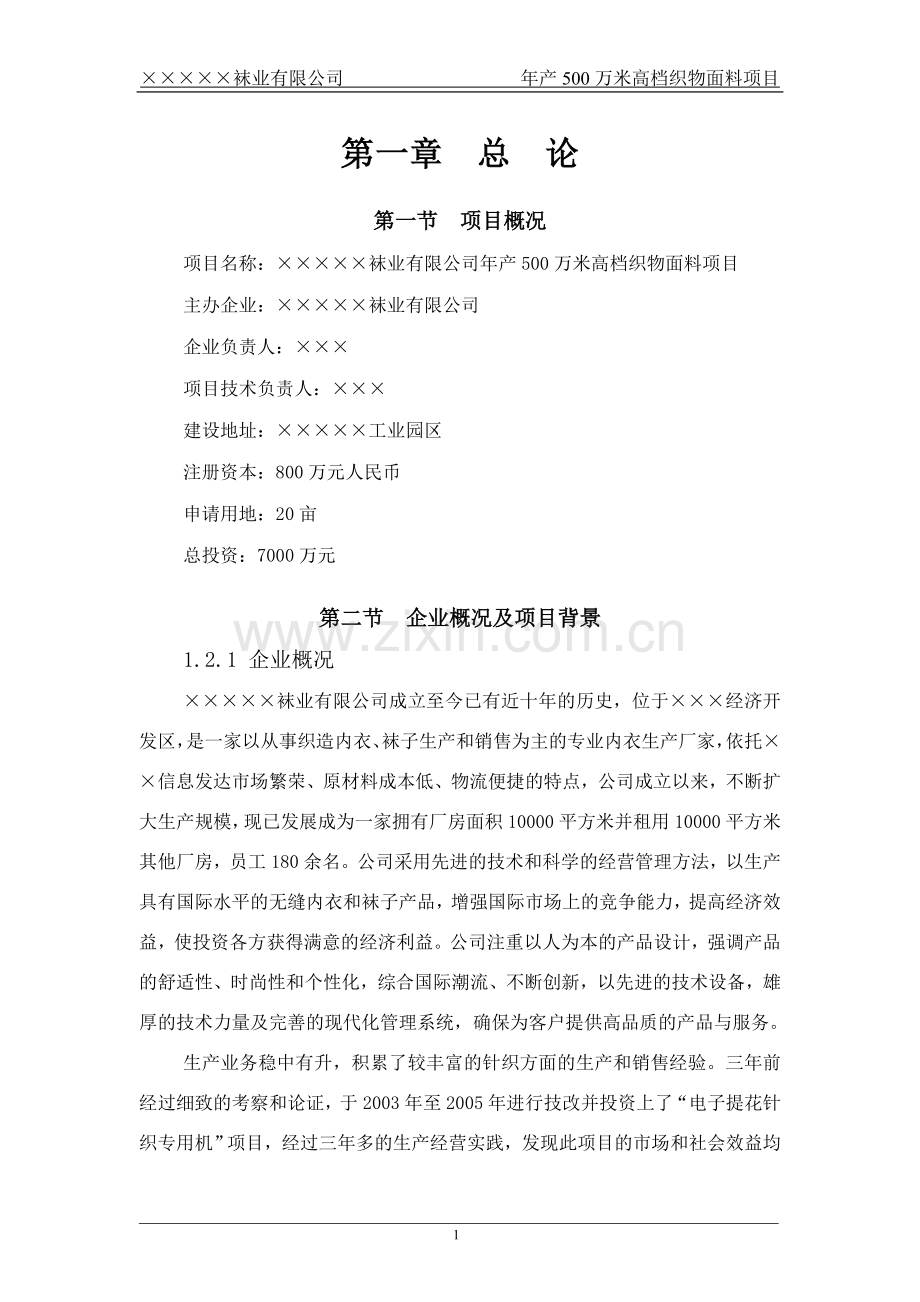 袜业可行性建议书.doc_第1页