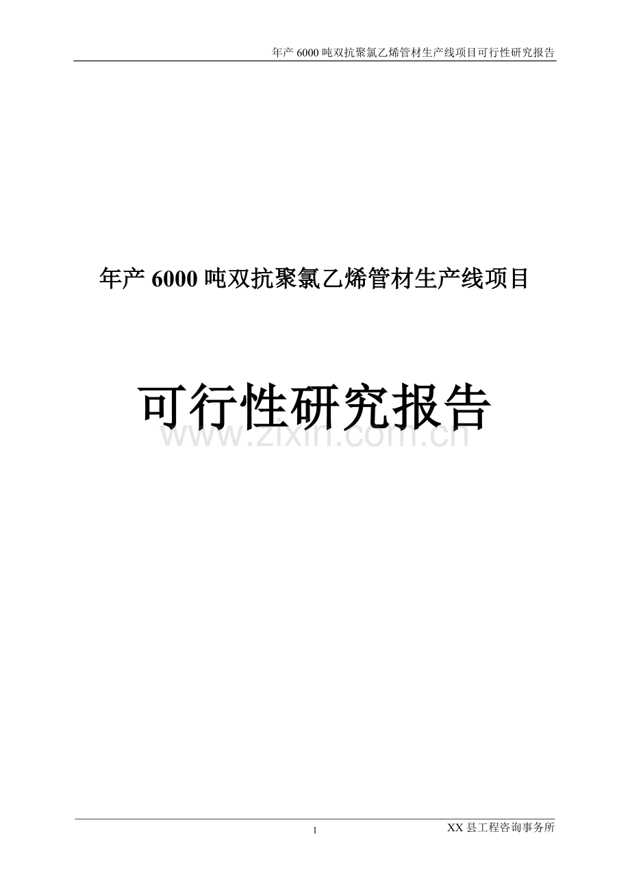 年产6000吨双抗聚氯乙烯管材生产线项目可行性论证报告.doc_第1页