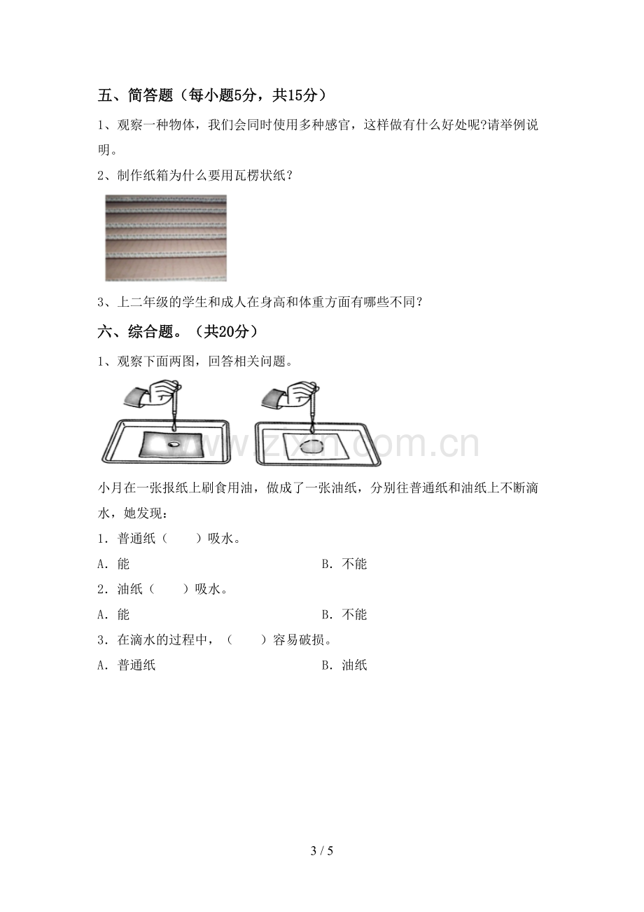 2022-2023年教科版二年级科学下册期中考试题及答案下载.doc_第3页