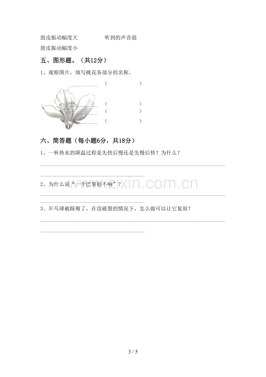 新教科版四年级科学下册期中考试卷(带答案).doc_第3页