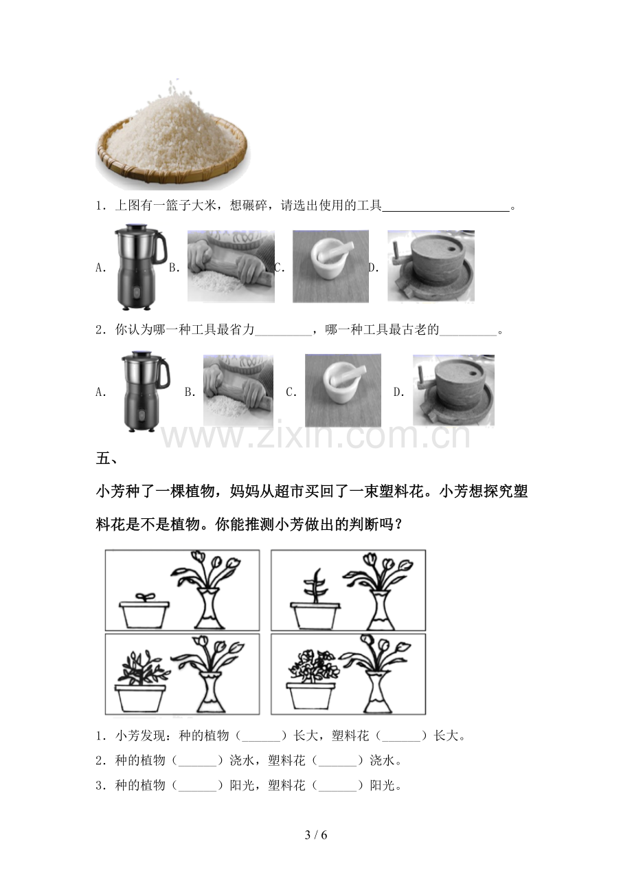 教科版一年级科学下册期中考试卷.doc_第3页