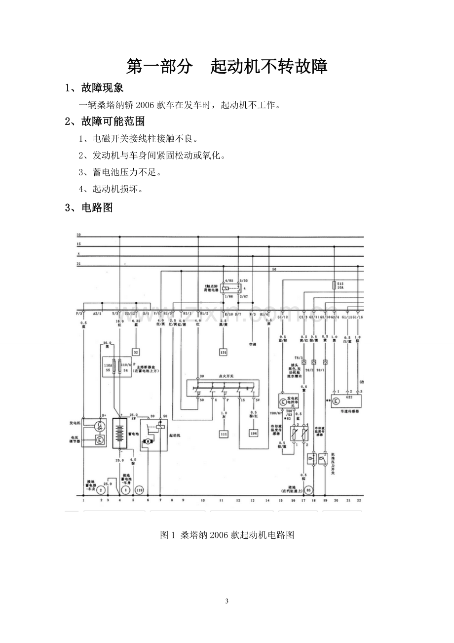 2006款桑塔纳轿车起动机不转的故障诊断方案设计书毕业设计.doc_第3页