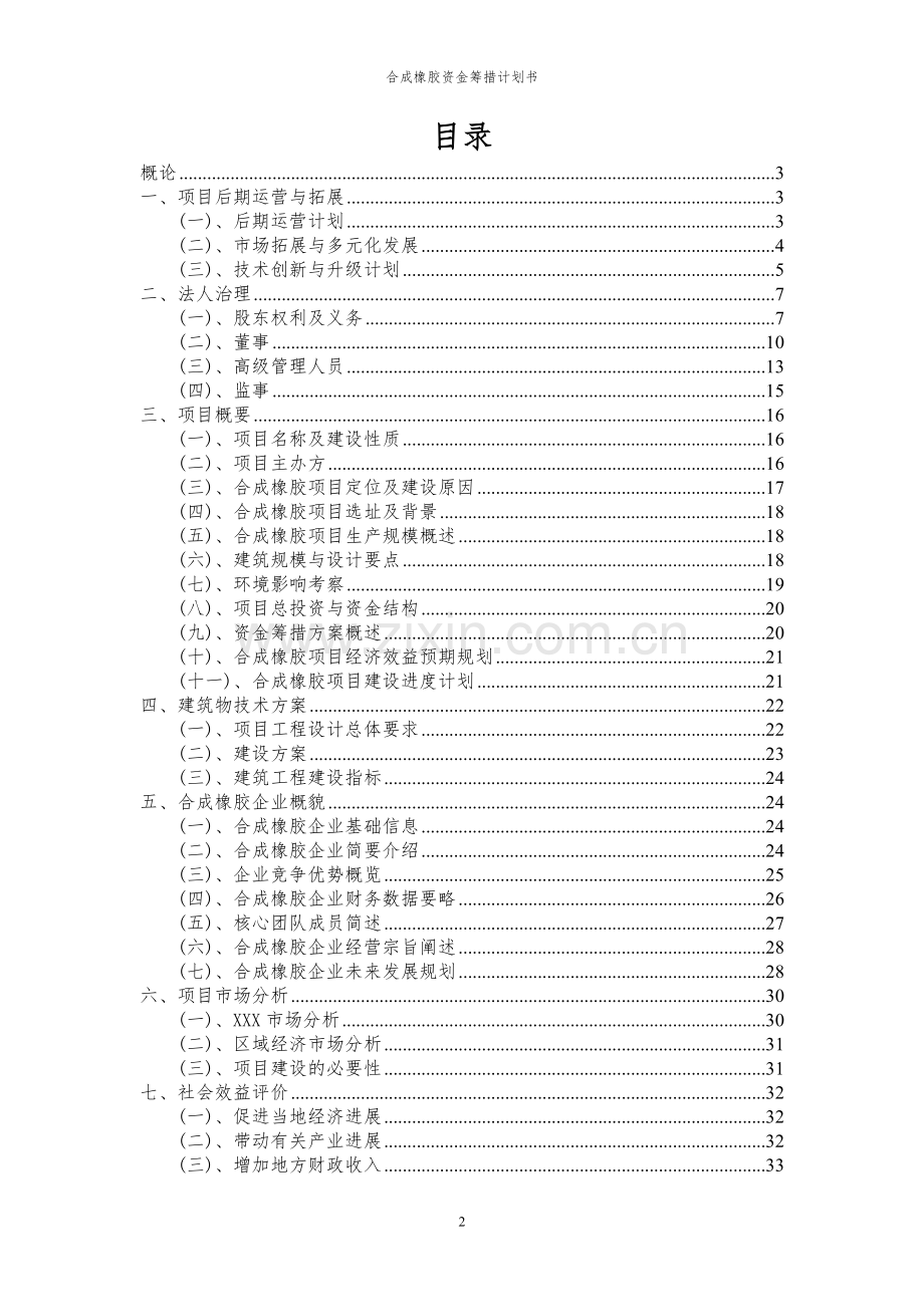 2024年合成橡胶项目资金筹措计划书.docx_第2页