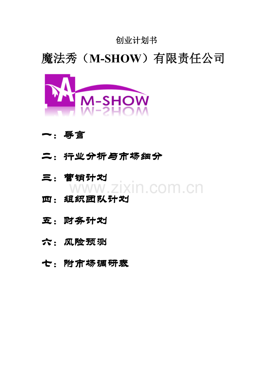 魔法秀1mshow有限责任公司可行性分析报告.doc_第1页