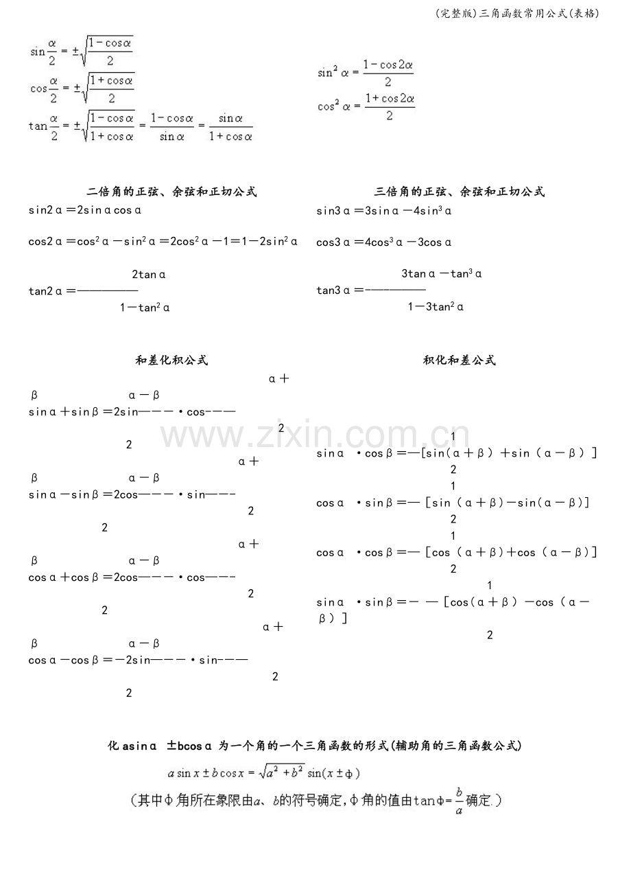 三角函数常用公式(表格).doc_第2页