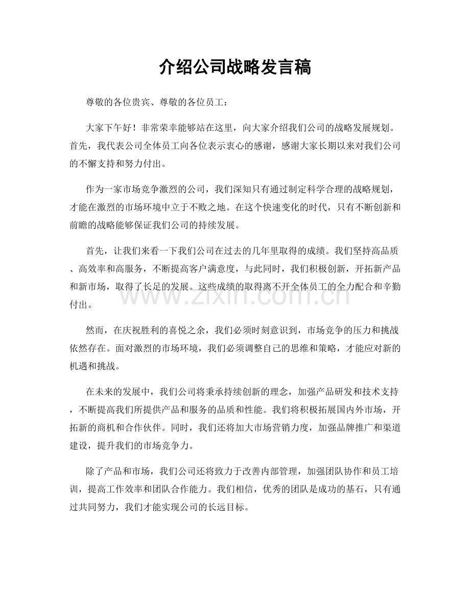 介绍公司战略发言稿.docx_第1页