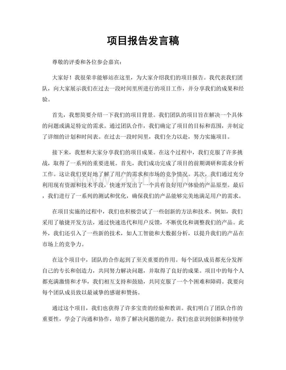 项目报告发言稿.docx_第1页