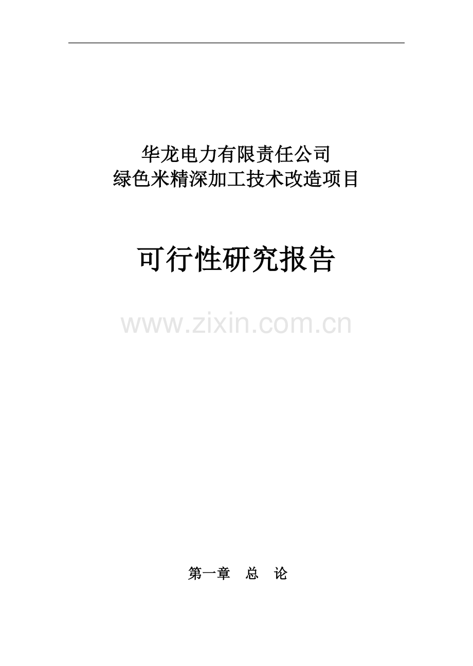 绿色米精深加工技术改造项目可行性论证报告.doc_第1页