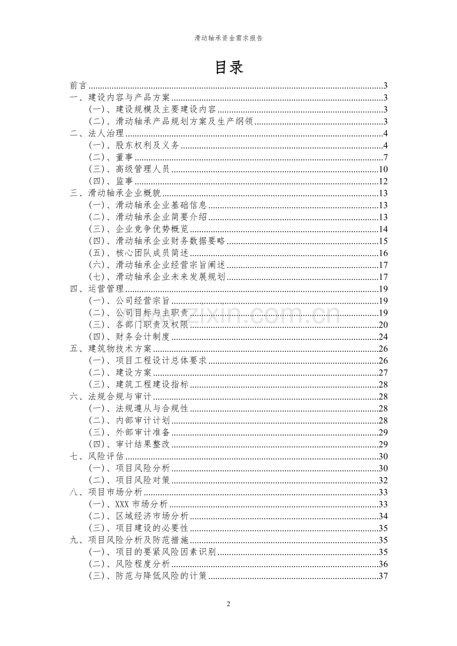 2023年滑动轴承项目资金需求报告.docx_第2页