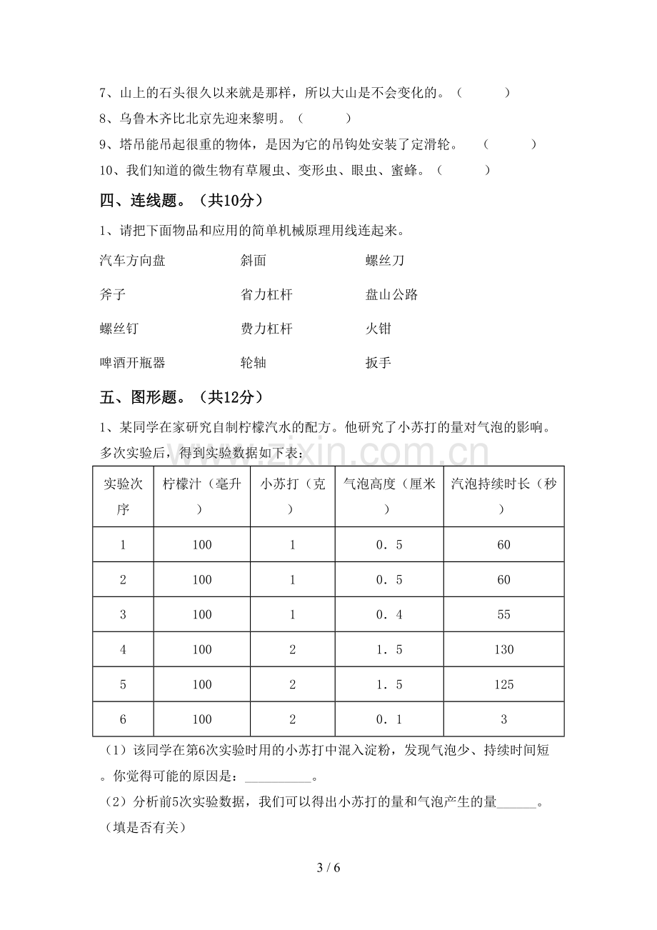 人教版六年级科学下册期中考试卷【加答案】.doc_第3页