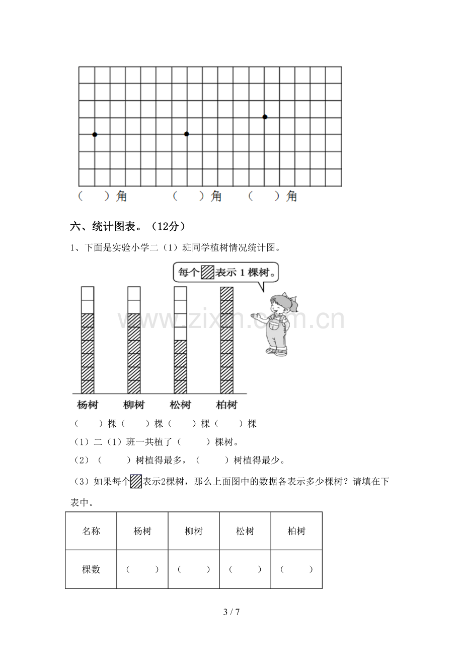 2022-2023年人教版二年级数学下册期末考试题(下载).doc_第3页