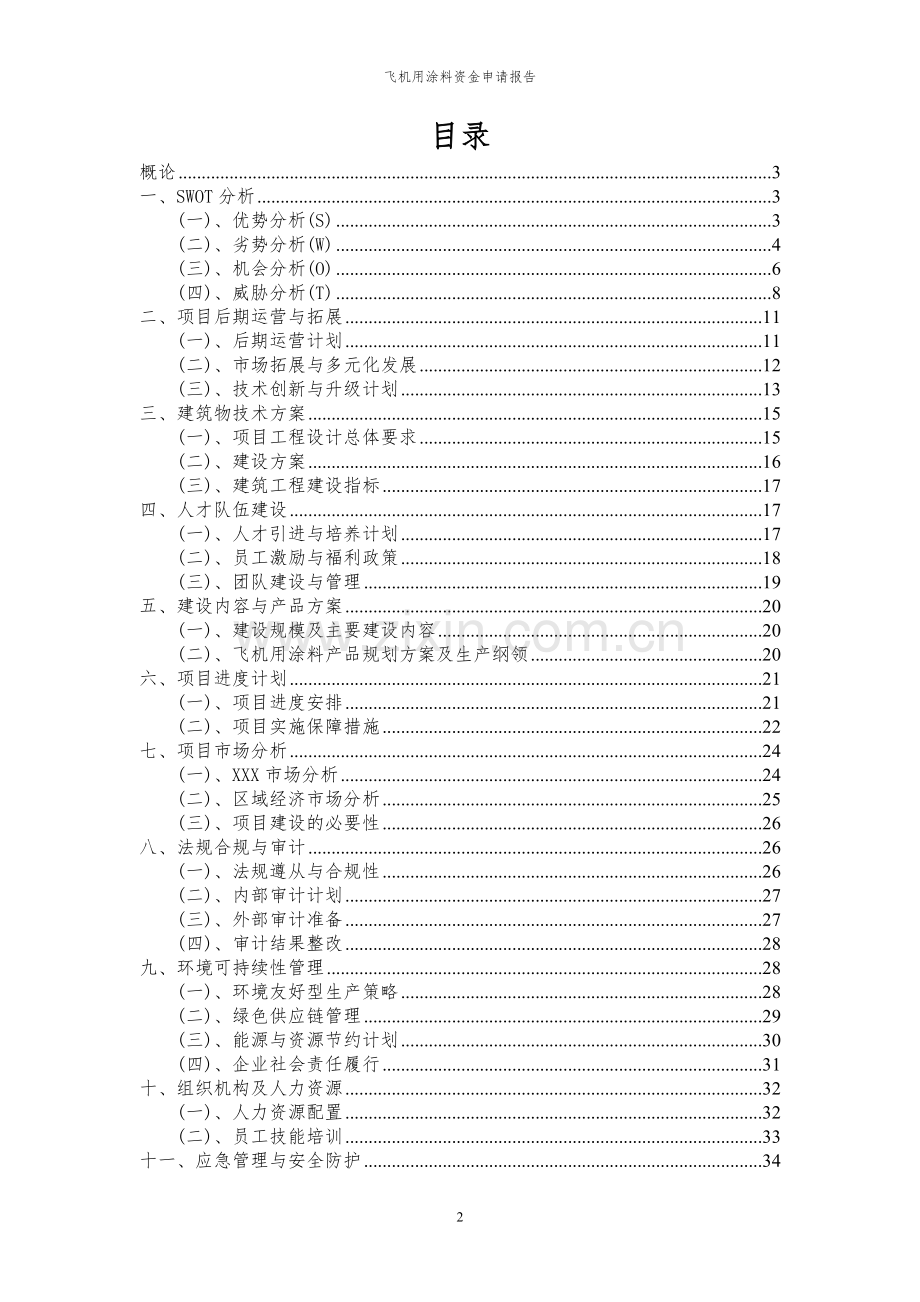 2024年飞机用涂料项目资金申请报告.docx_第2页