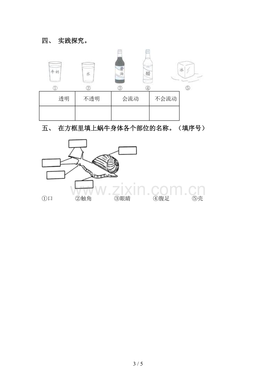 2022-2023年人教版一年级科学下册期中考试卷及答案【汇总】.doc_第3页