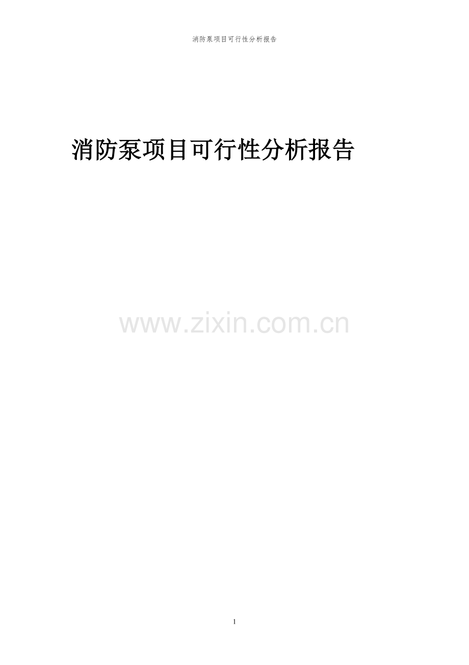 2023年消防泵项目可行性分析报告.docx_第1页