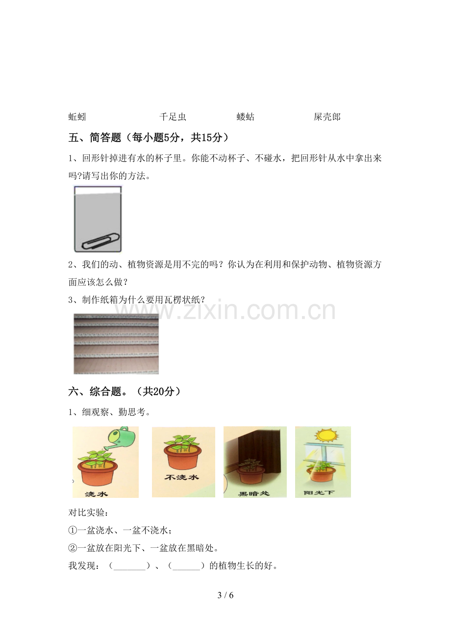 新人教版二年级科学下册期中试卷及答案【新版】.doc_第3页